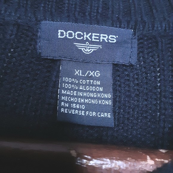 Dockers Mens Vintage Sweater Pullover Fair Isle Navy Blue Red & White Size XL - Picture 6 of 6